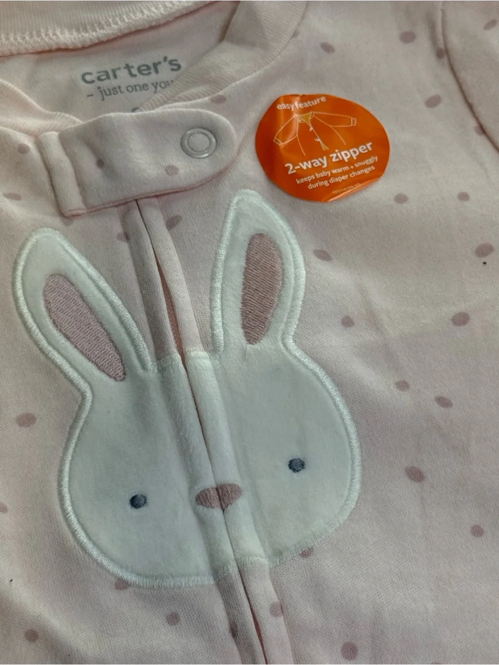 Carter's Light Pink Bunny Footed One-Piece Pajamas 9m